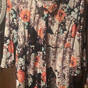 Japanese flare, 3/4 sleeve babydoll blouse, button up, 100% Nylon material